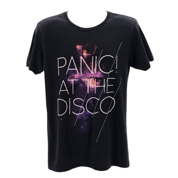 Vintage Bay Island Panic! At the Disco Galaxy Spell Out T-Shirt Mens Medium - Picture 1 of 6